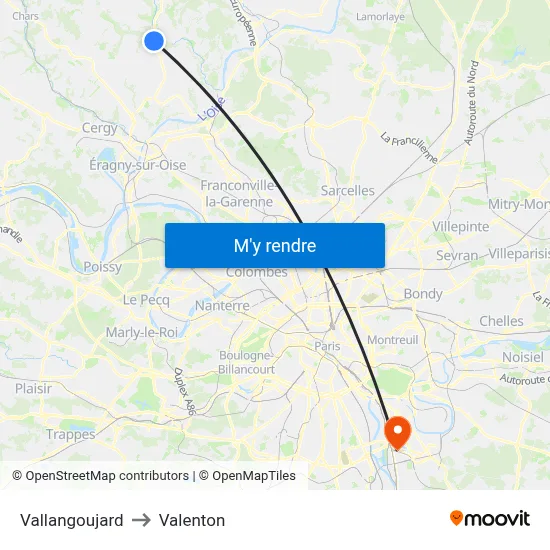 Vallangoujard to Valenton map