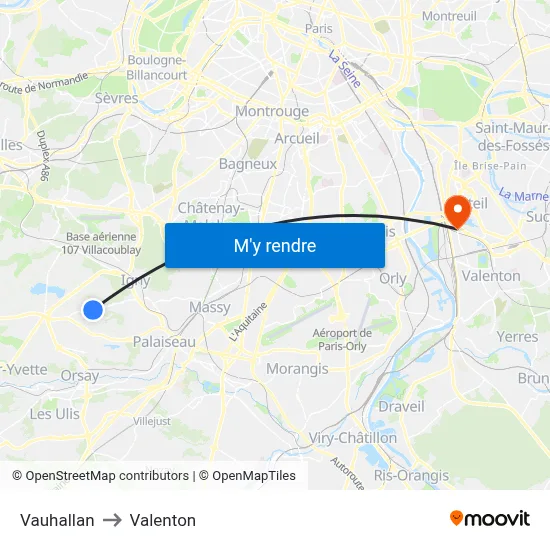 Vauhallan to Valenton map