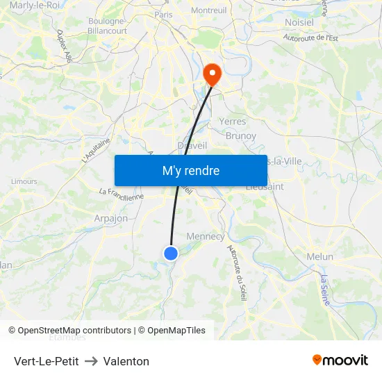 Vert-Le-Petit to Valenton map