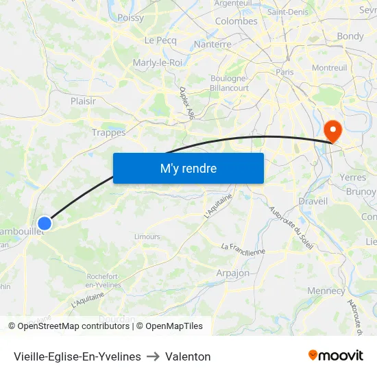 Vieille-Eglise-En-Yvelines to Valenton map