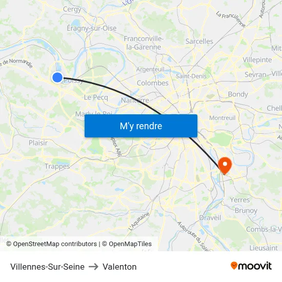 Villennes-Sur-Seine to Valenton map