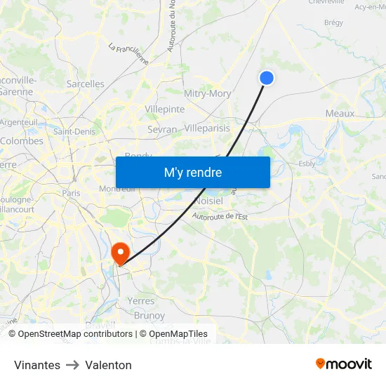 Vinantes to Valenton map