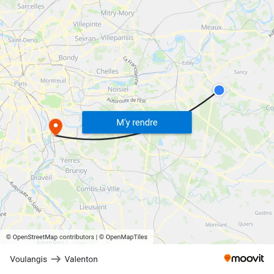 Voulangis to Valenton map