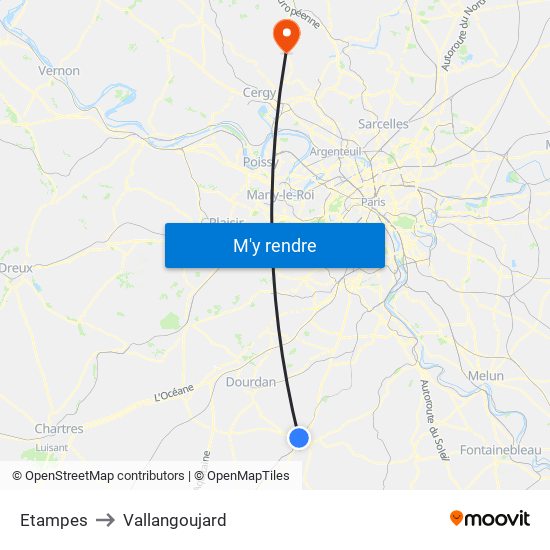 Etampes to Vallangoujard map