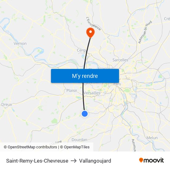 Saint-Remy-Les-Chevreuse to Vallangoujard map