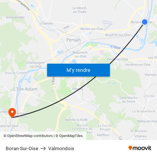 Boran-Sur-Oise to Valmondois map