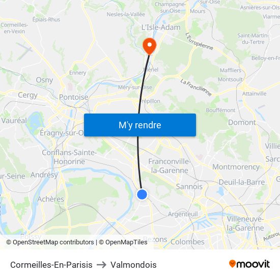 Cormeilles-En-Parisis to Valmondois map