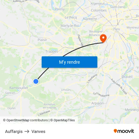 Auffargis to Vanves map