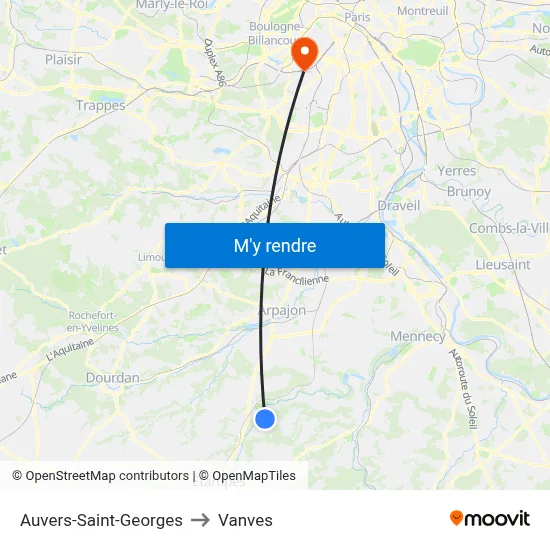 Auvers-Saint-Georges to Vanves map