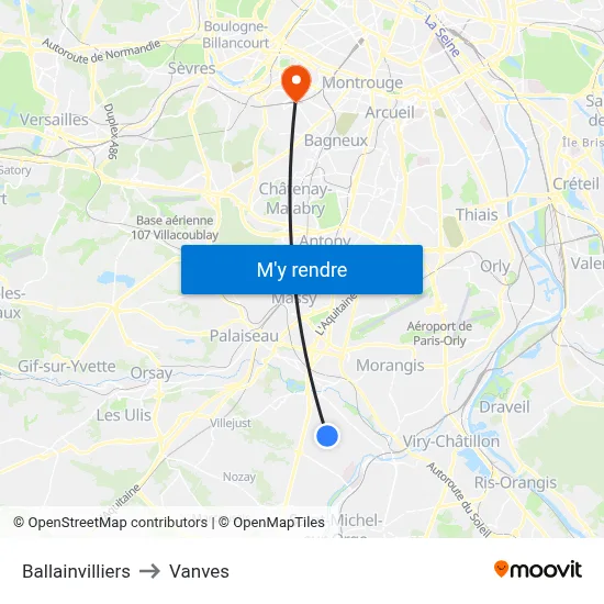 Ballainvilliers to Vanves map