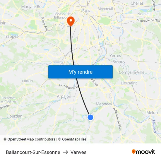 Ballancourt-Sur-Essonne to Vanves map