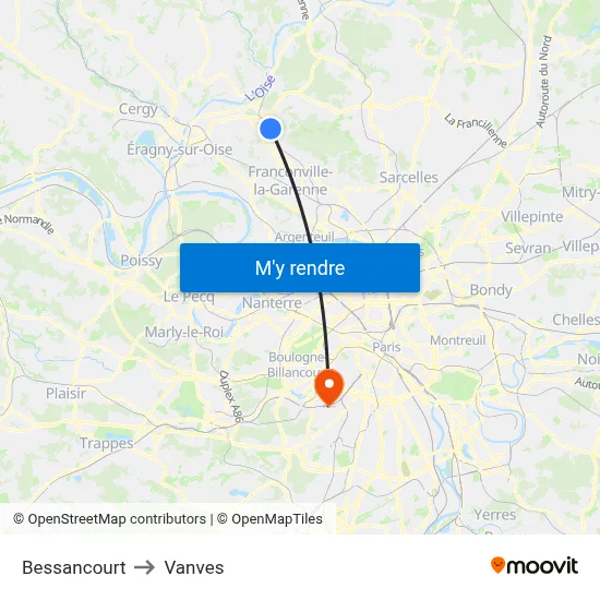 Bessancourt to Vanves map