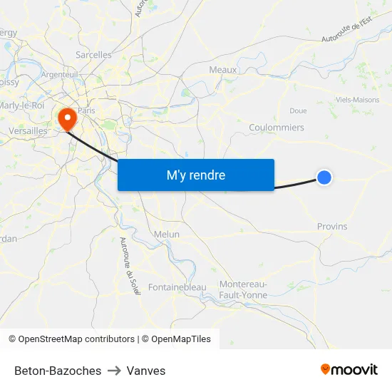 Beton-Bazoches to Vanves map