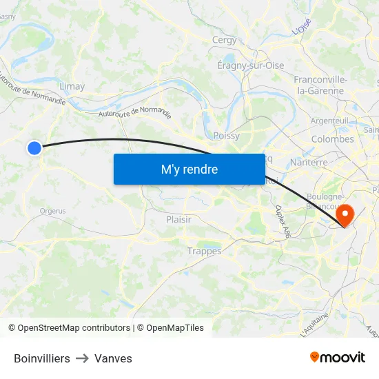 Boinvilliers to Vanves map