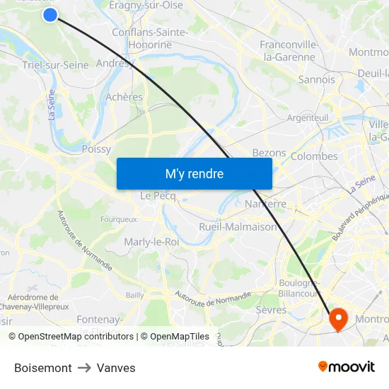 Boisemont to Vanves map