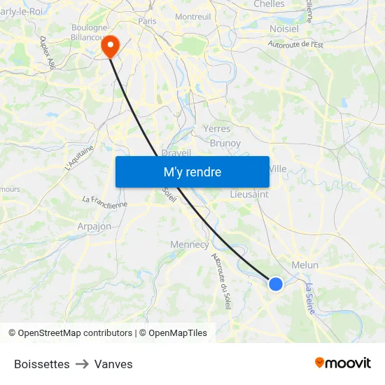 Boissettes to Vanves map