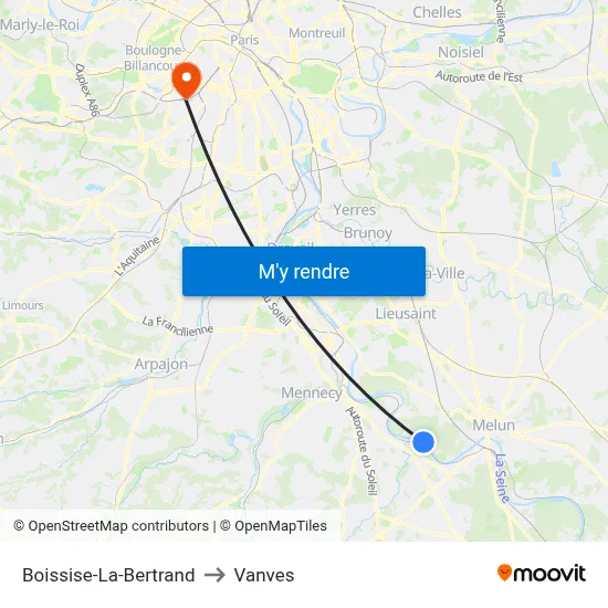 Boissise-La-Bertrand to Vanves map