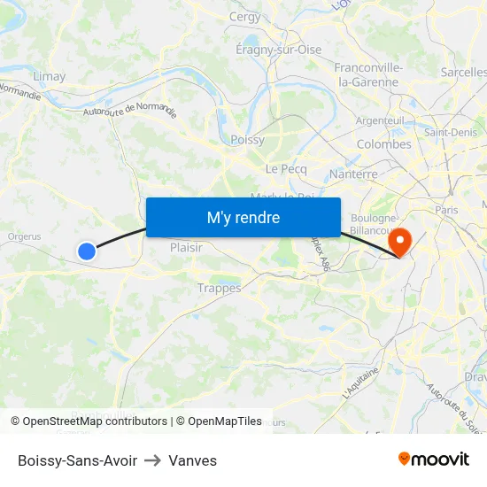 Boissy-Sans-Avoir to Vanves map