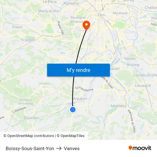 Boissy-Sous-Saint-Yon to Vanves map