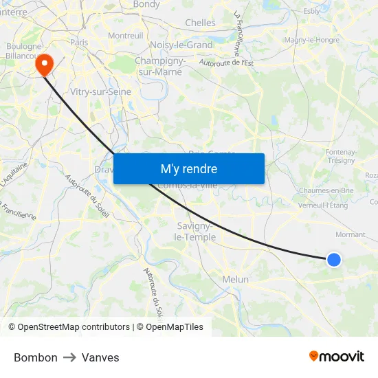 Bombon to Vanves map