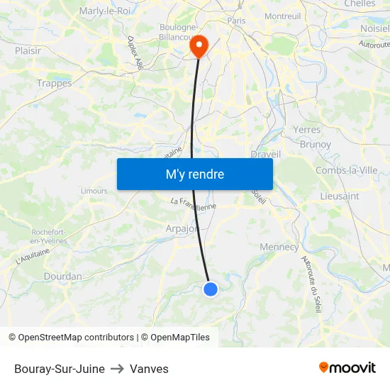 Bouray-Sur-Juine to Vanves map