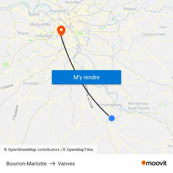 Bourron-Marlotte to Vanves map