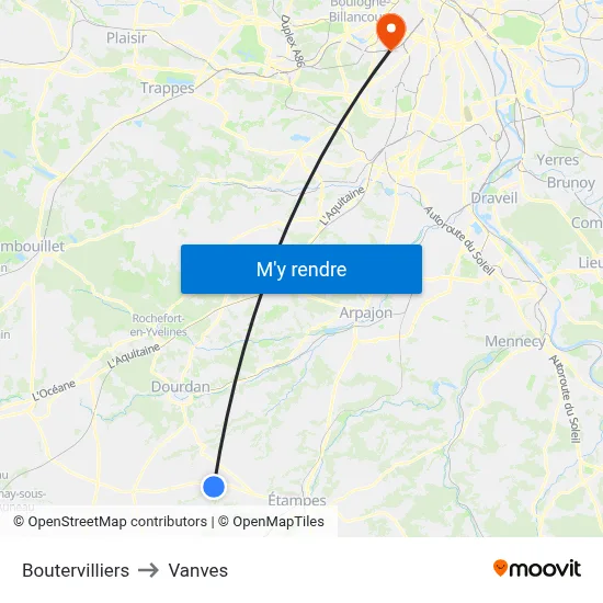 Boutervilliers to Vanves map