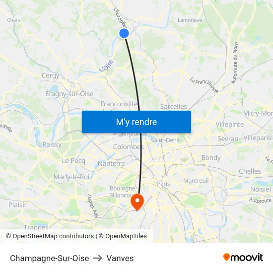 Champagne-Sur-Oise to Vanves map