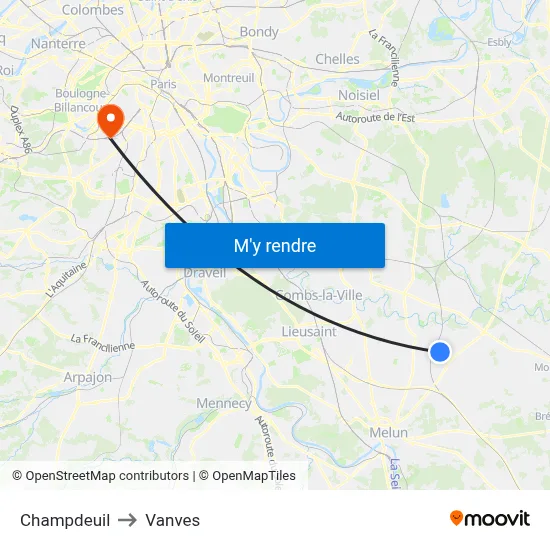 Champdeuil to Vanves map