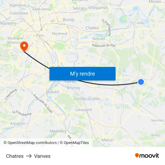 Chatres to Vanves map