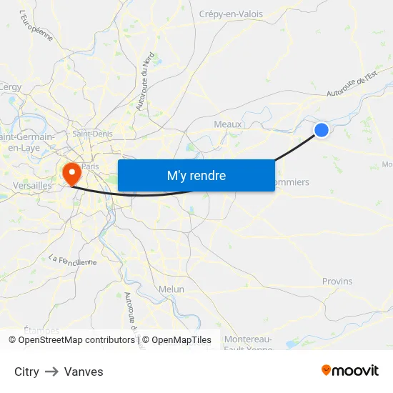 Citry to Vanves map