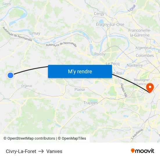 Civry-La-Foret to Vanves map