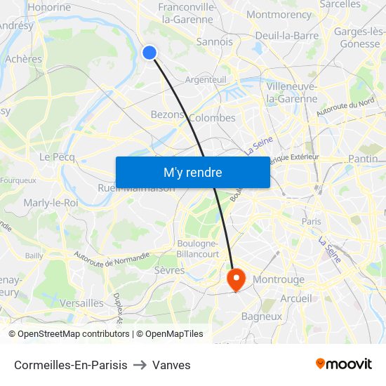 Cormeilles-En-Parisis to Vanves map