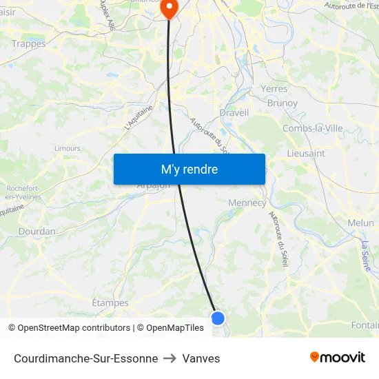 Courdimanche-Sur-Essonne to Vanves map