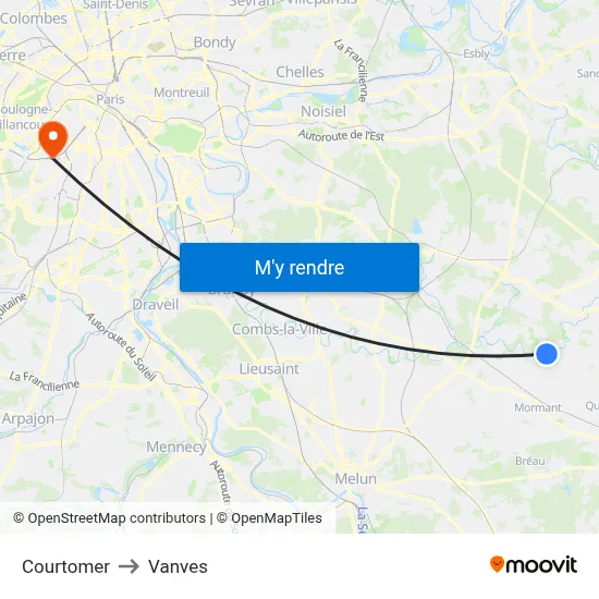 Courtomer to Vanves map