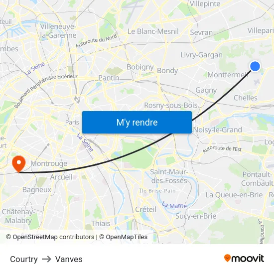 Courtry to Vanves map