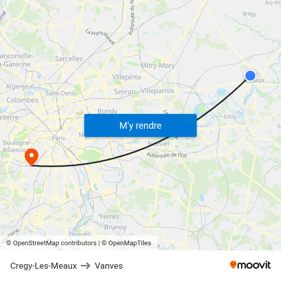 Cregy-Les-Meaux to Vanves map