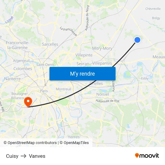 Cuisy to Vanves map