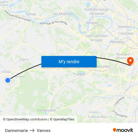 Dannemarie to Vanves map