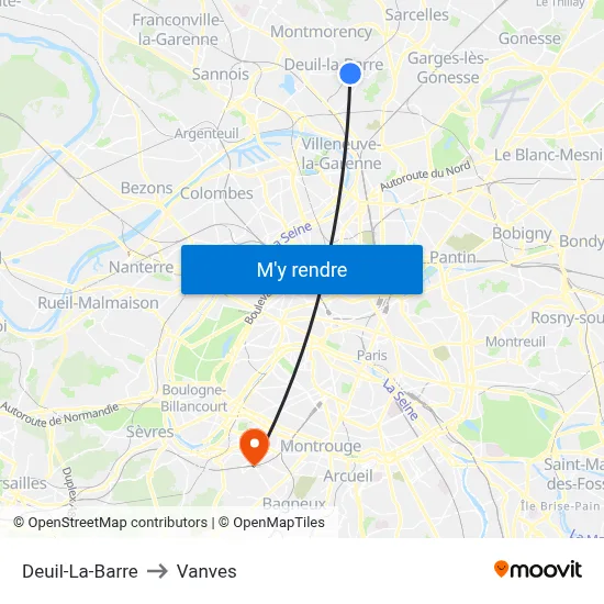 Deuil-La-Barre to Vanves map