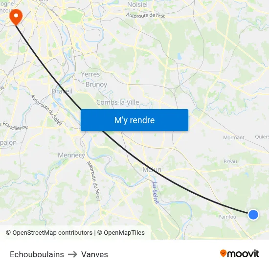 Echouboulains to Vanves map