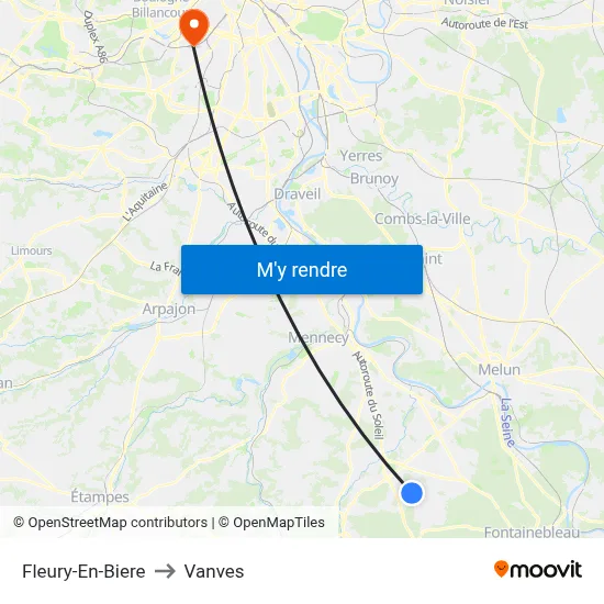 Fleury-En-Biere to Vanves map