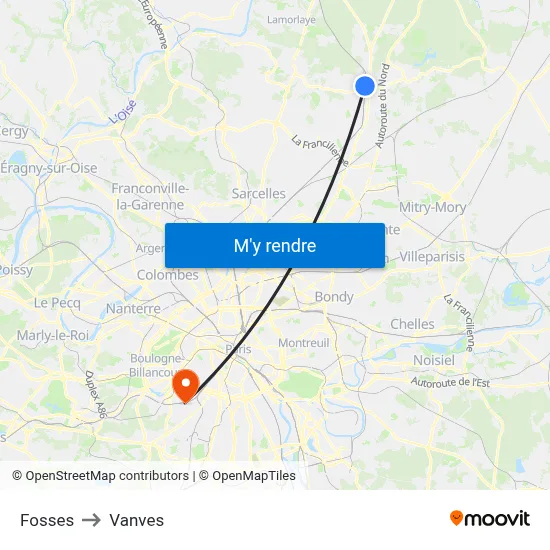 Fosses to Vanves map