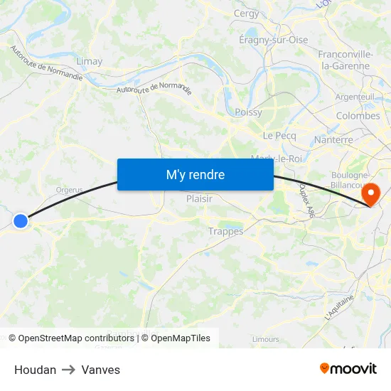 Houdan to Vanves map