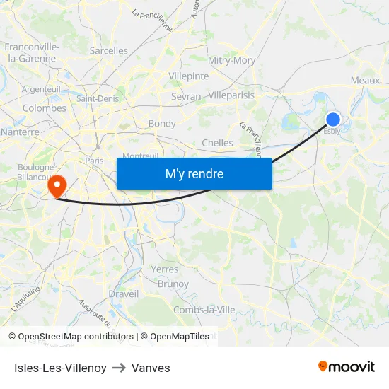 Isles-Les-Villenoy to Vanves map