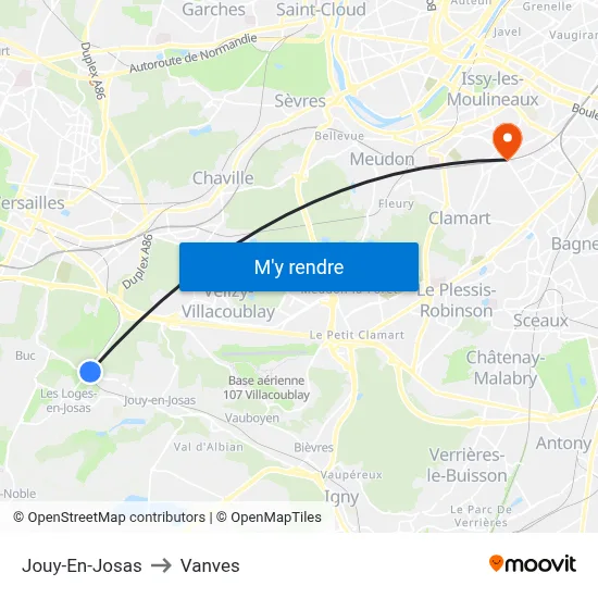 Jouy-En-Josas to Vanves map