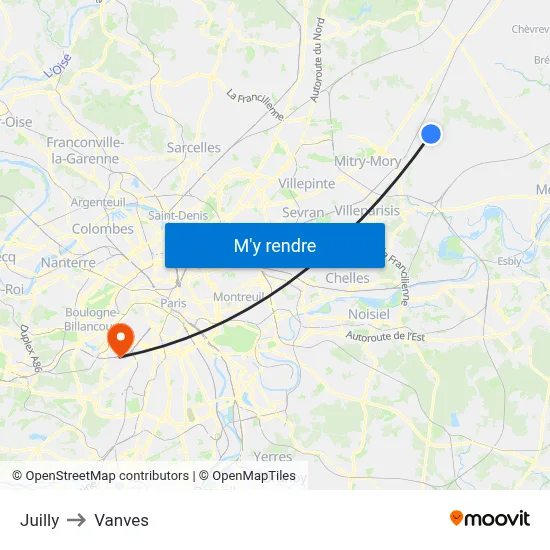 Juilly to Vanves map