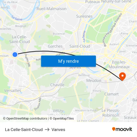 La Celle-Saint-Cloud to Vanves map