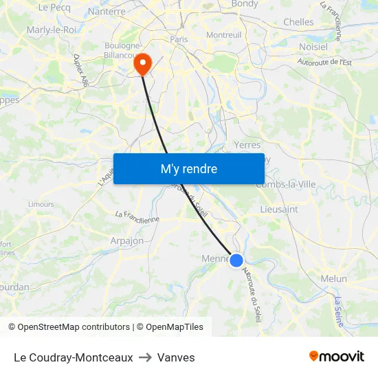 Le Coudray-Montceaux to Vanves map