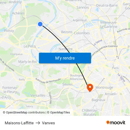 Maisons-Laffitte to Vanves map